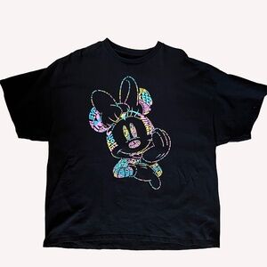 Disney T-Shirt Woman's Black Minnie Mouse Believe In Magic Laugh Parks Size 2XL
